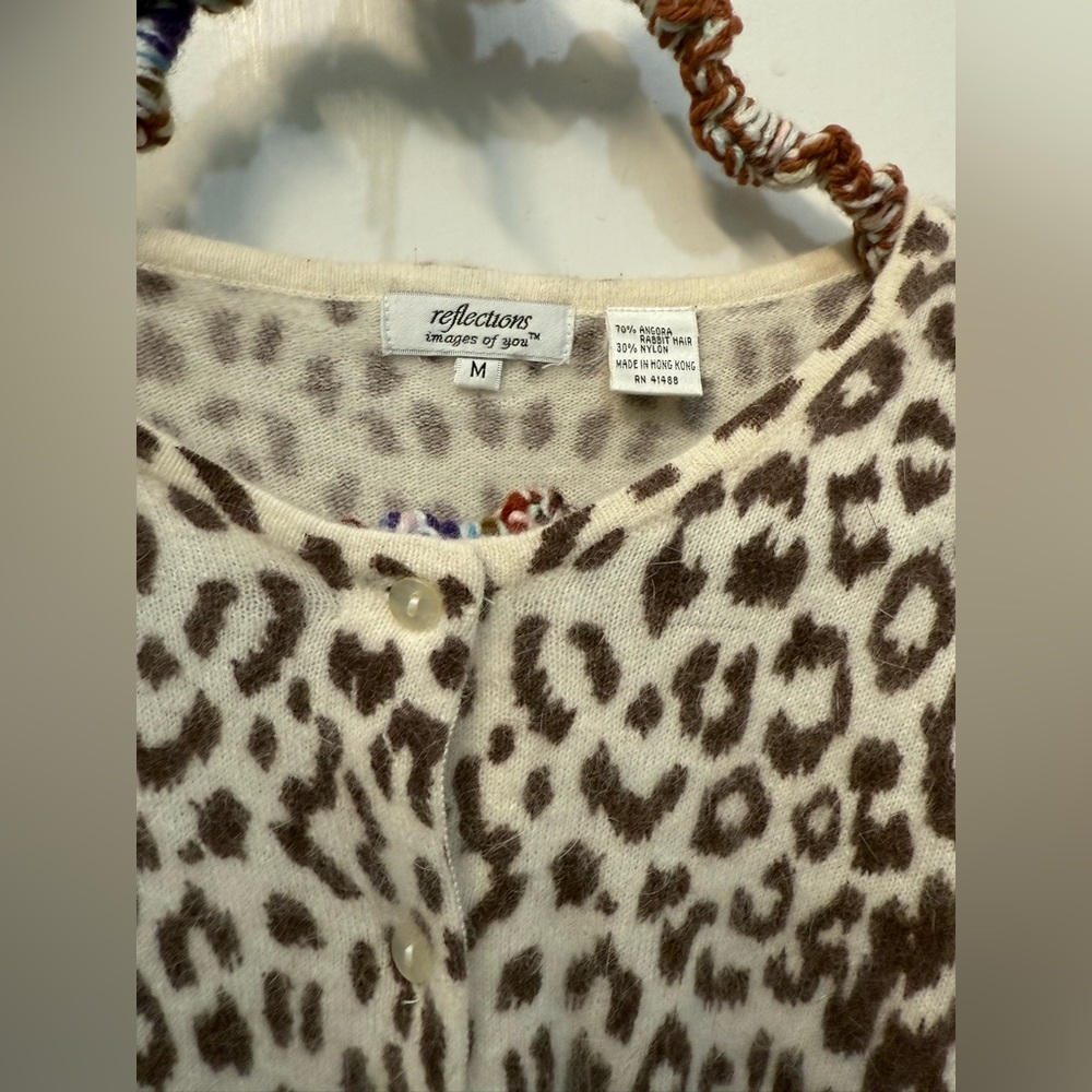 Leopard Print Angora Rabbit Cardigan - Reflections Brand - Picture 3 of 4